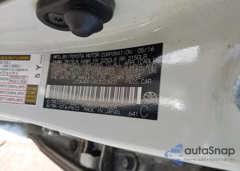 2016 Toyota Prius Three from USA, damaged, VIN JTDKARFU4G3023603